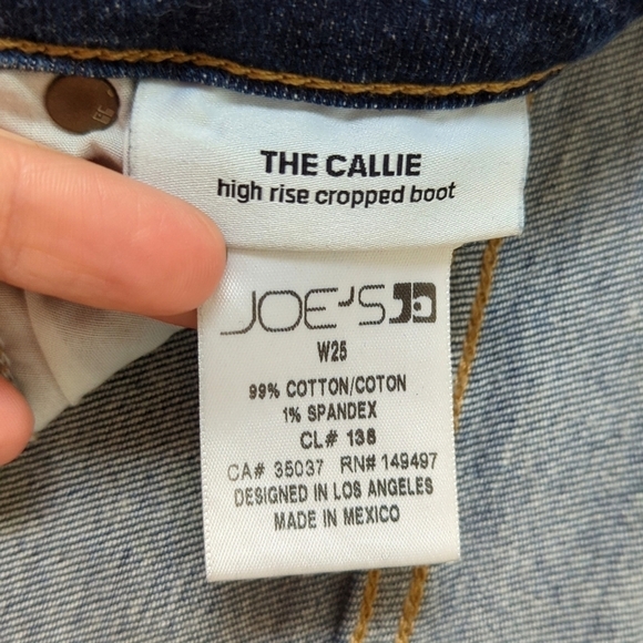 Joe's Jeans The Callie Dark Wash High Rise Cropped Boot Cut Button Fly Jeans 25 - Picture 9 of 14